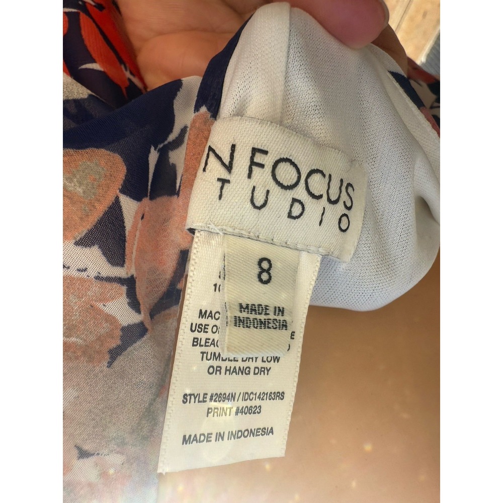 Enfocus Studio Dress Women's 8 Maxi White And Blue Floral Print Sleeveless - Picture 5 of 7